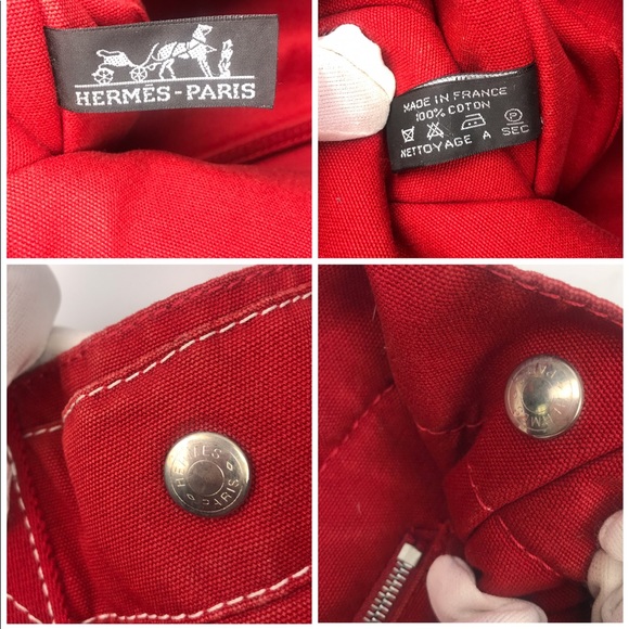 Authentic Hermès Fourre Tout MM Red canvas Tote - Picture 7 of 8
